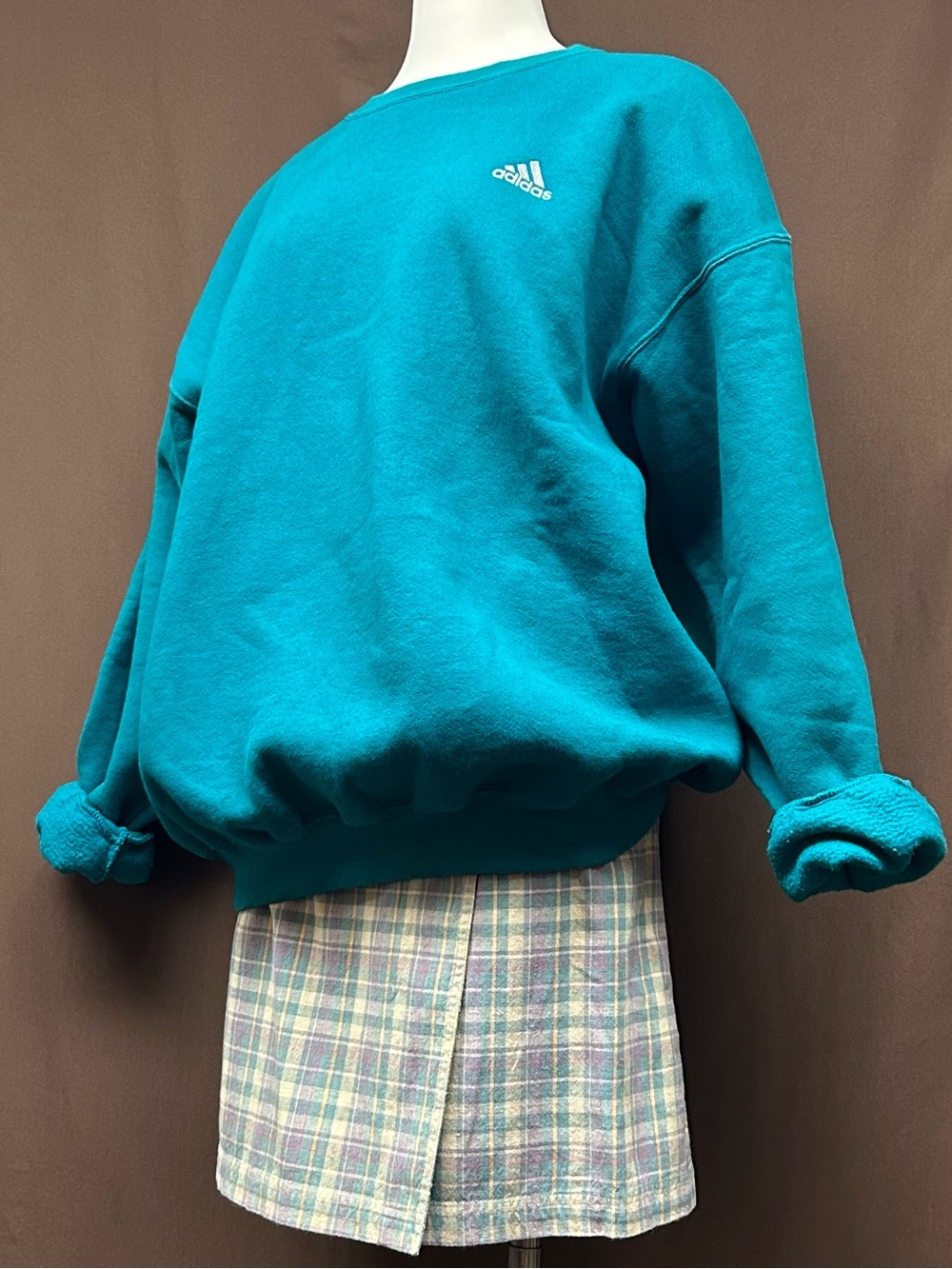 Vtg adidas Teal crewneck sweatshirt thick cotton